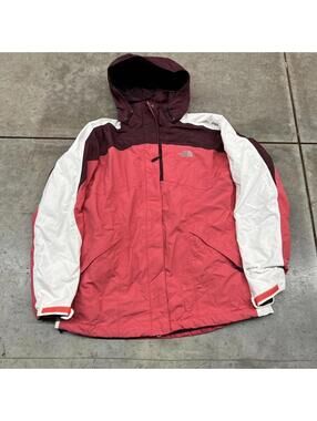 vintage the north face hyvent hooded dual layer pink and white jacket
